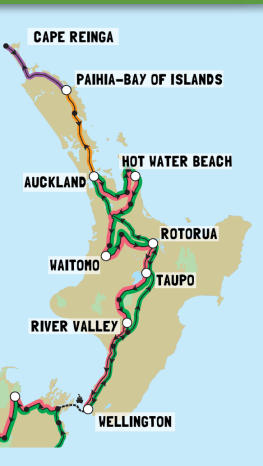 Karte der Nordinsel in NZ