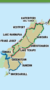 Kiwi Experience Route Südinsel